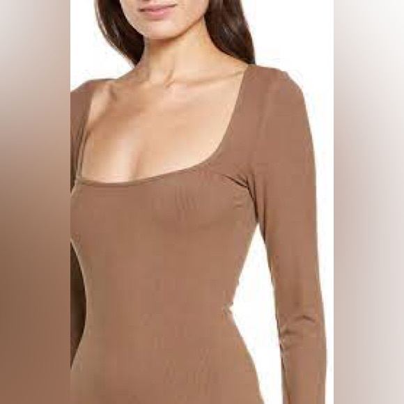 SKIMS Soft Lounge Long Sleeve Dress | Brown/Orange | Size XS - Picture 3 of 7